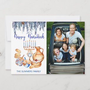 ハッピーハヌカー写真テンプレート（ユダヤ教）メノラーパインドロップ シーズンカード