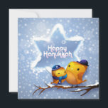 ハッピーハヌカー冬の雪鳥<br><div class="desc">この休日のデザインは、雪のラデンの木の枝に座ってキッパと雪の下に落ちるスカーフを着て2羽の鳥を特徴とする。ダビデの星の白いタイポグラフィの文字モダン「ハッピーハンヌカ」。#hanukkah #chanukah #holidays #seasonal #festive #winter #snow #birds #kippah #scarf #jewish #caprゲコrゲコrゲコrゲコrゲコrゲコrゲコrゲコ</div>