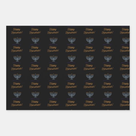 ハッピーハヌカー包装シート3違うデザイン ラッピングペーパーシート (正面)