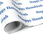 ハッピーハヌカー白と青のパタモダンーン ラッピングペーパー (ロールコーナー)