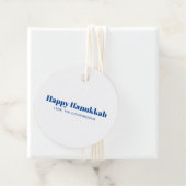 ハッピーハヌカー白ブルーミニマルパーソナライズされたリスト フェイバータグ (インサイチュ)