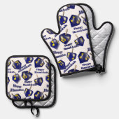 ハッピーハヌカー紡績夢 鍋つかみ&鍋敷きセット (正面/裏面)