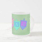 ハッピーハヌカー語（ヘブライ語） フロストグラスマグカップ (正面右)