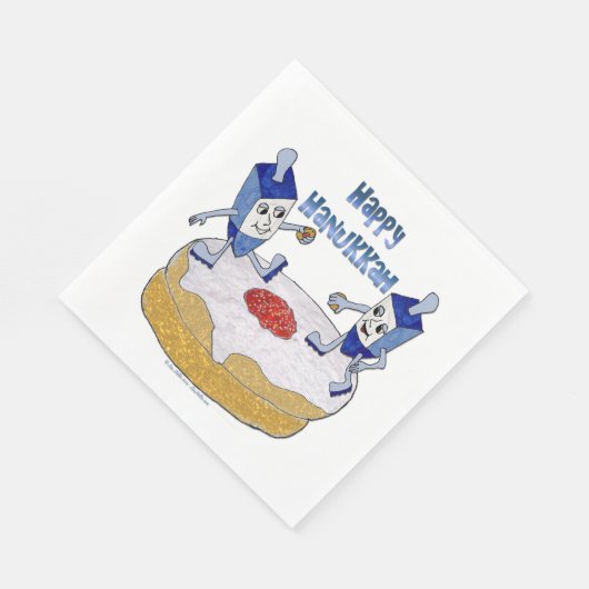 ハッピーハヌカー踊りドリードルズドーナツナプキンズ スタンダードランチョンナプキン (角)