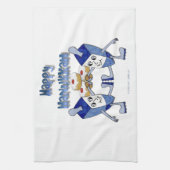 ハッピーハヌカー踊りドレイドスジェリードーナツ キッチンタオル (縦)