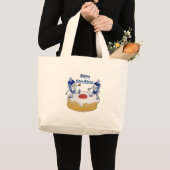 ハッピーハヌカー踊りドレイドスジェリードーナツ ラージトートバッグ (正面(商品))