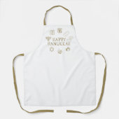 ハッピーハヌカー金ゴールドカスタムホワイトかわいい エプロン (正面)