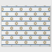 ハッピーハヌカー金ゴールドスターオブデイビッドホワイトブルー ラッピングペーパー (フラット)