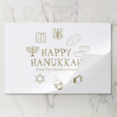 ハッピーハヌカー金ゴールドホワイト名前をカスタムするランチョンマット ペーパーパッド (折り畳み)