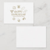 ハッピーハヌカー金ゴールドホワイト名前をカスタムする ノートカード (正面/裏面)