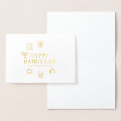 ハッピーハヌカー金ゴールドホワイト名前をカスタムする 箔カード (ディスプレー)