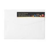 ハッピーハヌカー金ゴールド伝統的（ユダヤ教）メノラー記号 ラップアラウンドラベル (裏面)