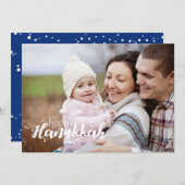 ハッピーハヌカー雪の泡ホリデーフォトカード シーズンカード (正面/裏面)