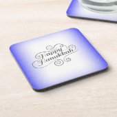 ハッピーハヌカー2トーンブルーホワイトバックグラウンド コースター (左側)