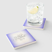 ハッピーハヌカー2トーンブルーホワイトバックグラウンド ストーンコースター (横)