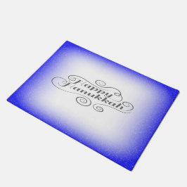 ハッピーハヌカー2トーンブルーホワイトバックグラウンド ドアマット