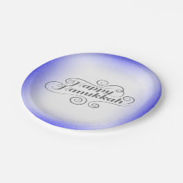 ハッピーハヌカー2トーンブルーホワイトバックグラウンド ペーパープレート