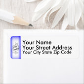 ハッピーハヌカー2トーンブルーホワイトバックグラウンド ラベル (インサイチュ)