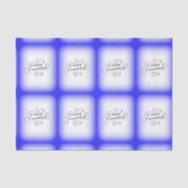 ハッピーハヌカー2トーンブルーホワイトバックグラウンド 薄葉紙