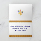 ハッピーハヌカー(またはハヌカー（ユダヤ教の祭り）)イン金ゴールド&ブルー シーズンカード (内部)