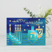 ハッピーハヌカー。カスタマイズ可能なグリーティングカード シーズンカード (スタンド正面)