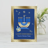 ハッピーハヌカー。カスタマイズ可能なグリーティングカード シーズンカード (スタンド正面)