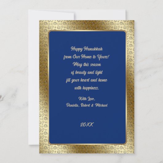 ハッピーハヌカー。カスタマイズ可能なグリーティングカード シーズンカード (裏面)