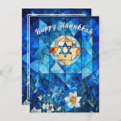 🕎ハッピーハヌカー、カスタマイズ可能なステンドグラス シーズンカード (正面/裏面)