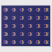 ハッピーハヌカー。カラフル(ユダヤ教)メノラー ラッピングペーパー (フラット)