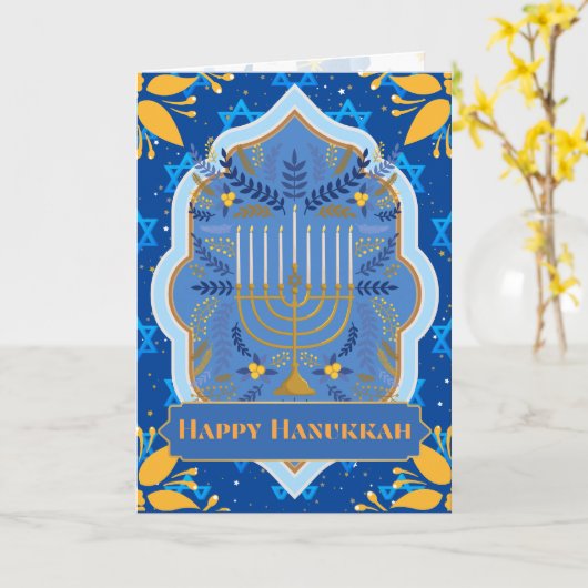 ハッピーハヌカー カード (黄色い花)