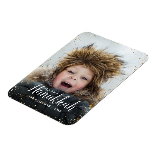 ハッピーハヌカー |グリッツフェイクグリッターフォトオーバーレイ マグネット (左側)