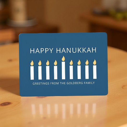 ハッピーハヌカー |シンプルキャンドルモダングリーティング シーズンカード