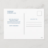 ハッピーハヌカー |シンプルキャンドルモダングリーティング シーズンポストカード (裏面)