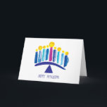 ハッピーハヌカー シーズンカード<br><div class="desc">水色の（ユダヤ教）メノラー手色彩の鮮やか付きハヌカー。</div>