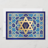 ハッピーハヌカー。デイビッドと(ユダヤ教)メノラーカードのスター シーズンカード (正面)