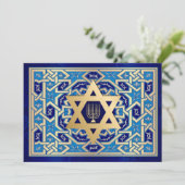 ハッピーハヌカー。デイビッドと(ユダヤ教)メノラーカードのスター シーズンカード (スタンド正面)