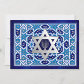 ハッピーハヌカー。デイビッドと（ユダヤ教）メノラーカードのスター シーズンカード (正面)