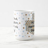 ハッピーハヌカー/ハヌカー（ユダヤ教の祭り）ブルー/ブラウンスターマグ コーヒーマグカップ (中央)