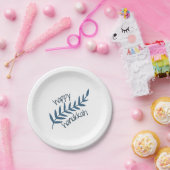 ハッピーハヌカー(ブルー葉の) ペーパープレート (パーティー)