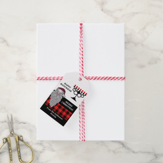 ハッピーハヌカー&メリークリスマス ギフトタグ (より糸付き)