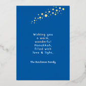 ハッピーハヌカー（ユダヤ教の祭り）ハヌカヘブライ語グリーティングフォイル 箔シーズンカード (裏面)