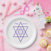 ハッピーハヌカー(ユダヤ教の祭り)/ハヌカーin青と白 ペーパープレート (パーティー)
