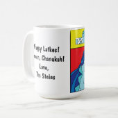 ハッピーハヌカー(ユダヤ教の祭り)/ハヌカ恐竜ラトケマグ コーヒーマグカップ (正面左)