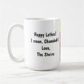 ハッピーハヌカー(ユダヤ教の祭り)/ハヌカ恐竜ラトケマグ コーヒーマグカップ (左)