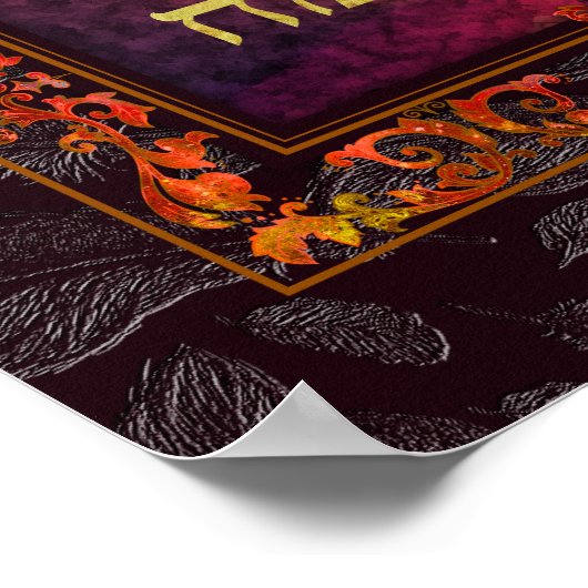 ハッピーハヌカー(ユダヤ教の祭り)(ユダヤ教)メノラーオレンジレッドバロック絵画ズ ポスター (角)