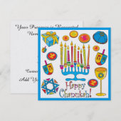 ハッピーハヌカー（ユダヤ教の祭り）招待状 招待状 (正面/裏面)