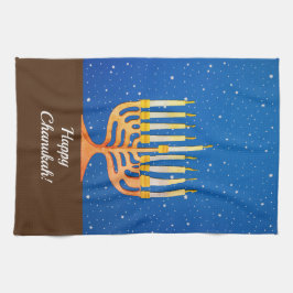 ハッピーハヌカー（ユダヤ教の祭り）!9本枝の大燭台 キッチンタオル