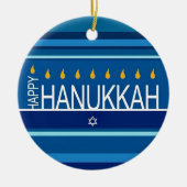 ハッピーハヌカー(ユダヤ教)メノラーアンドドレディデルスセラミックオルナム セラミックオーナメント (正面)