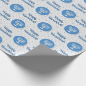 ハッピーハヌカー（ユダヤ教）メノラーオン水玉模様 ラッピングペーパー (角)