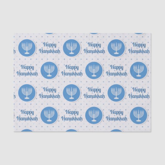 ハッピーハヌカー（ユダヤ教）メノラーオン水玉模様 薄葉紙 (正面)